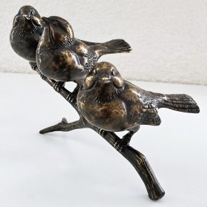 3 Vogels op afgevallen tak - brons